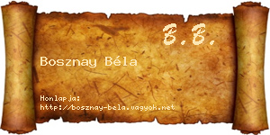 Bosznay Béla névjegykártya