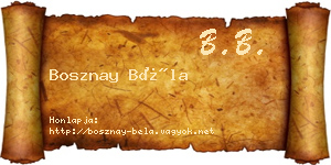 Bosznay Béla névjegykártya